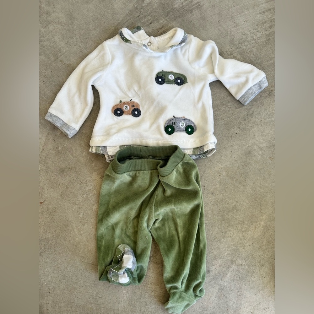 Mayoral Newborn Cream Matching Set with Cute Car Design